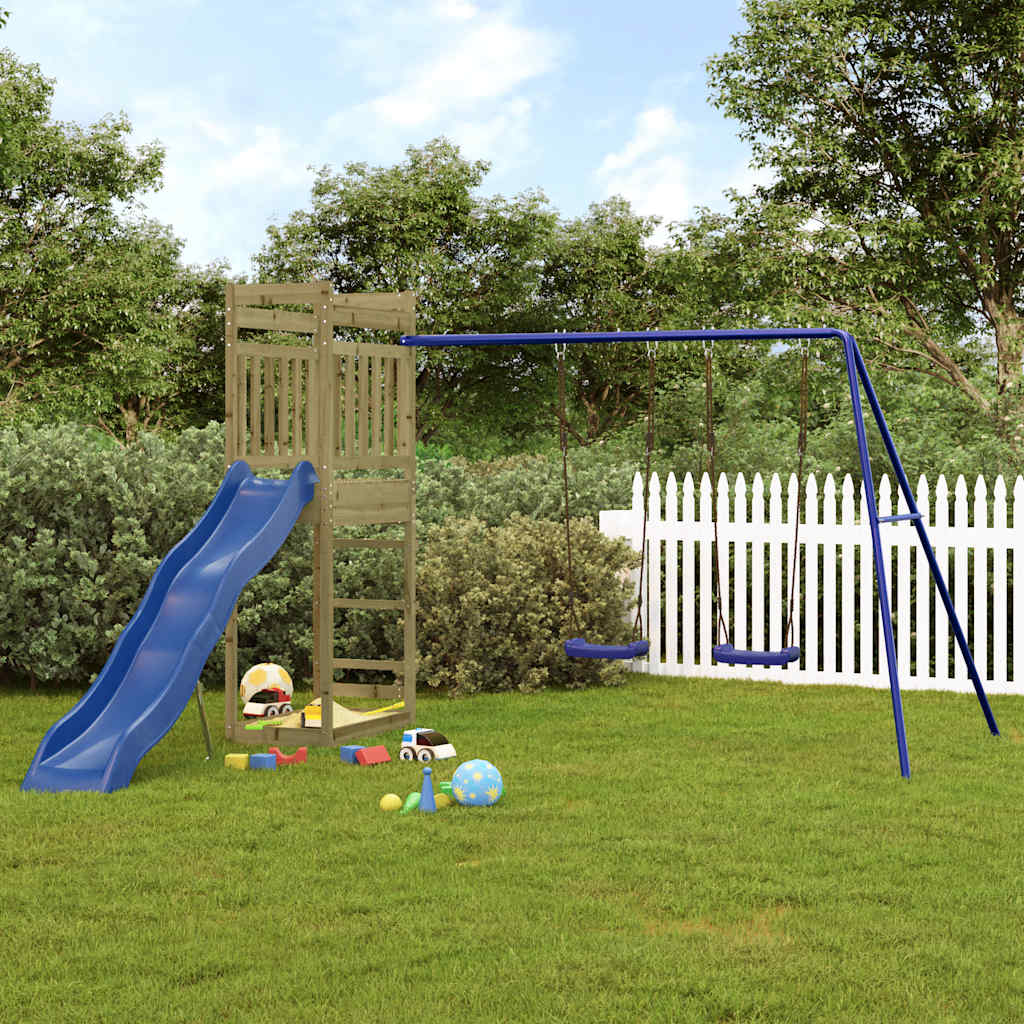 Outdoor Playset Brown, Blue Vacuum pressure impregnated pinewood