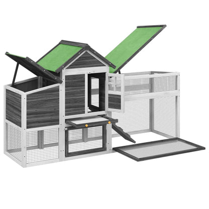 Chicken Coop Grey Solid pine wood, plywood Large Chicken Coop
