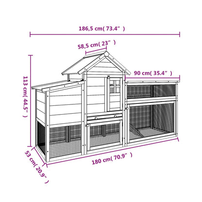 Chicken Coop Grey Solid pine wood, plywood Large Chicken Coop