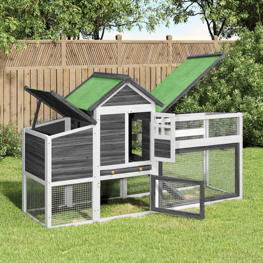 Chicken Coop Grey Solid pine wood, plywood Large Chicken Coop