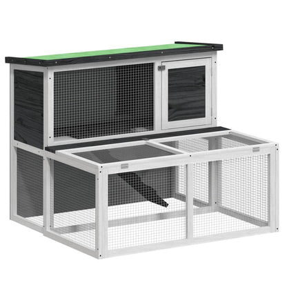 Rabbit Hutch Grey Solid pine wood, plywood Durable Rabbit Hutch