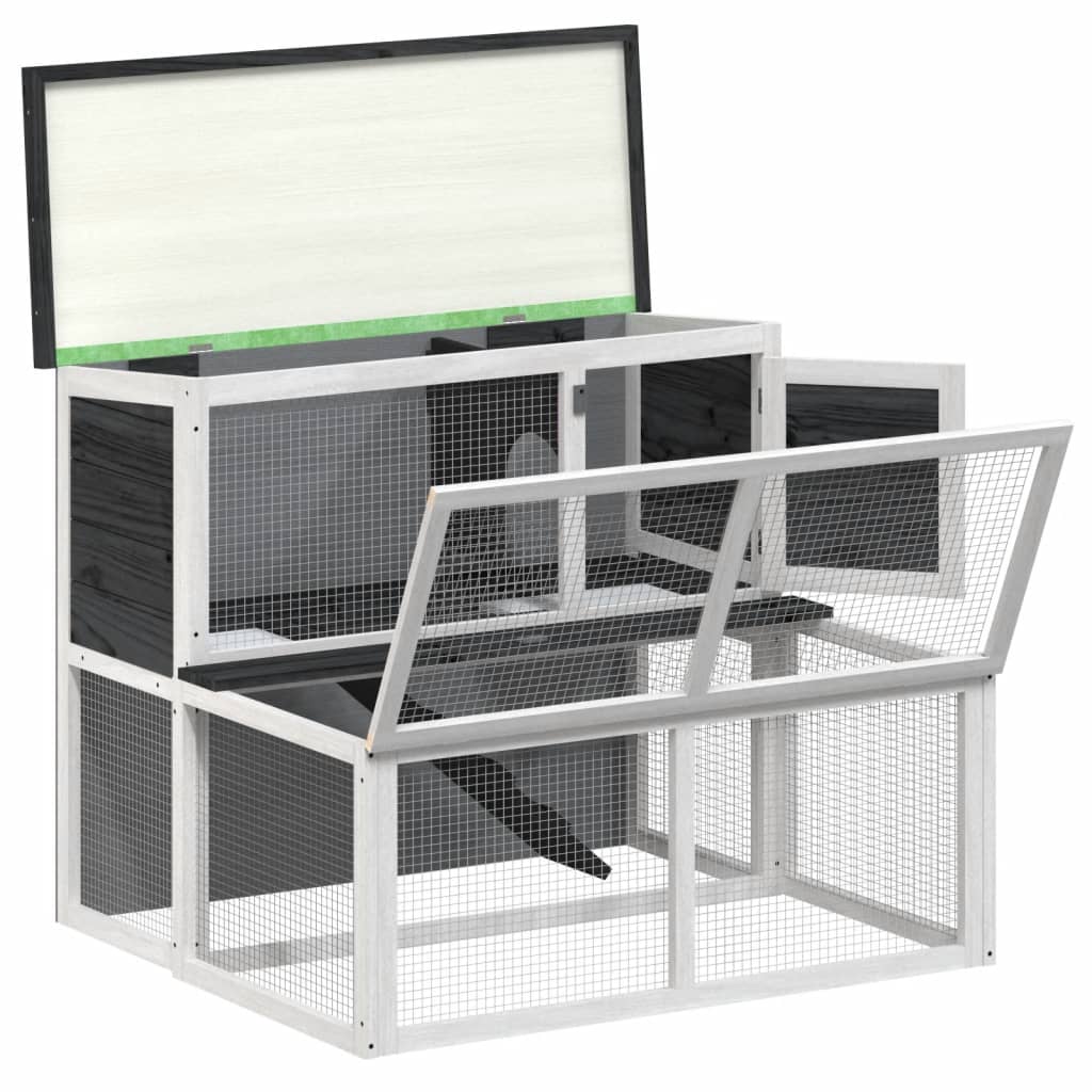 Rabbit Hutch Grey Solid pine wood, plywood Durable Rabbit Hutch