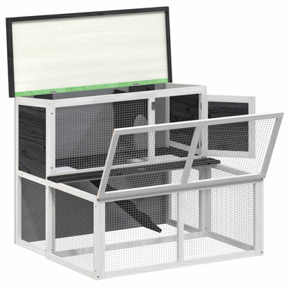 Rabbit Hutch Grey Solid pine wood, plywood Durable Rabbit Hutch