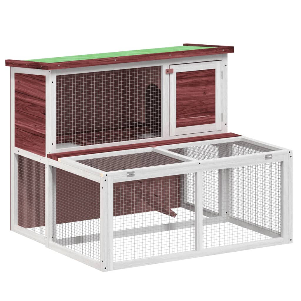 Rabbit Hutch Mocha, White, Green Solid Pine Wood, Plywood