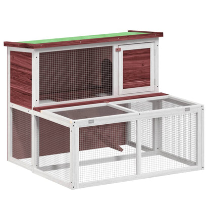 Rabbit Hutch Mocha, White, Green Solid Pine Wood, Plywood