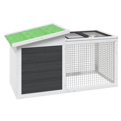 Rabbit Hutch Grey, White, Green Solid Pine Wood, Plywood Medium