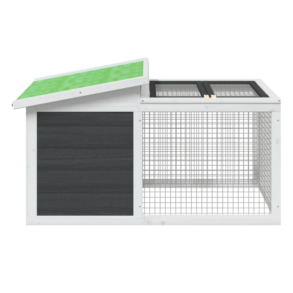 Rabbit Hutch Grey, White, Green Solid Pine Wood, Plywood Medium