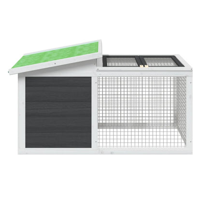 Rabbit Hutch Grey, White, Green Solid Pine Wood, Plywood Medium