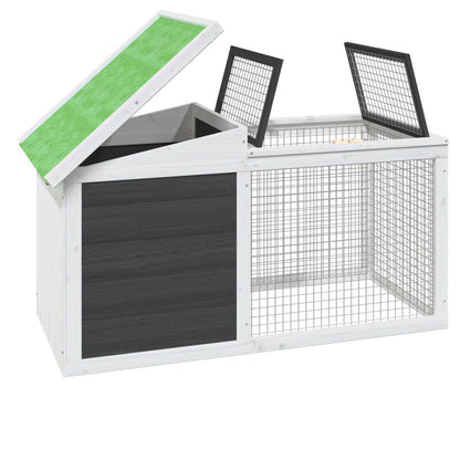 Rabbit Hutch Grey, White, Green Solid Pine Wood, Plywood Medium
