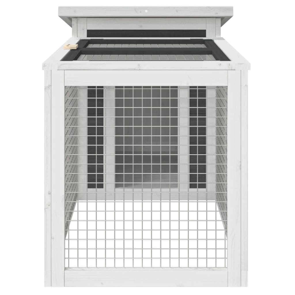 Rabbit Hutch Grey, White, Green Solid Pine Wood, Plywood Medium