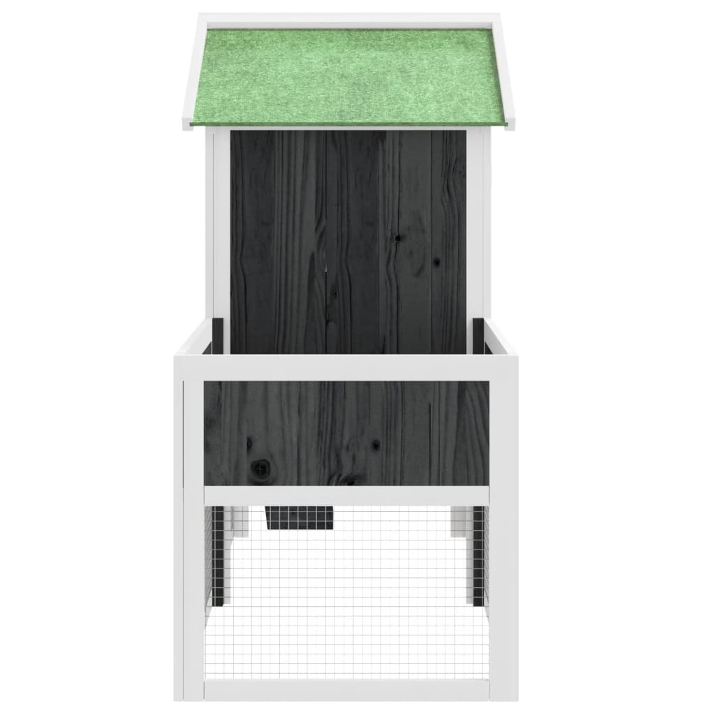 Rabbit Hutch Grey, White, Green Solid Pine Wood, Plywood