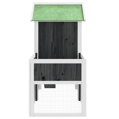 Rabbit Hutch Grey, White, Green Solid Pine Wood, Plywood