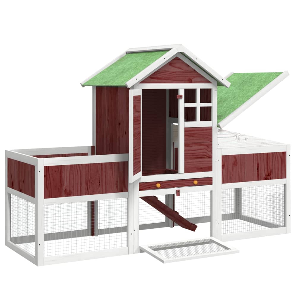 Large Rabbit Hutch Mocha Solid Pine Wood Collapsible Rustic