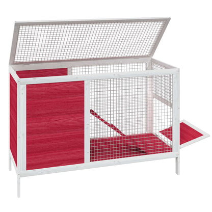 Rabbit Hutch Red Solid Pine Wood Medium