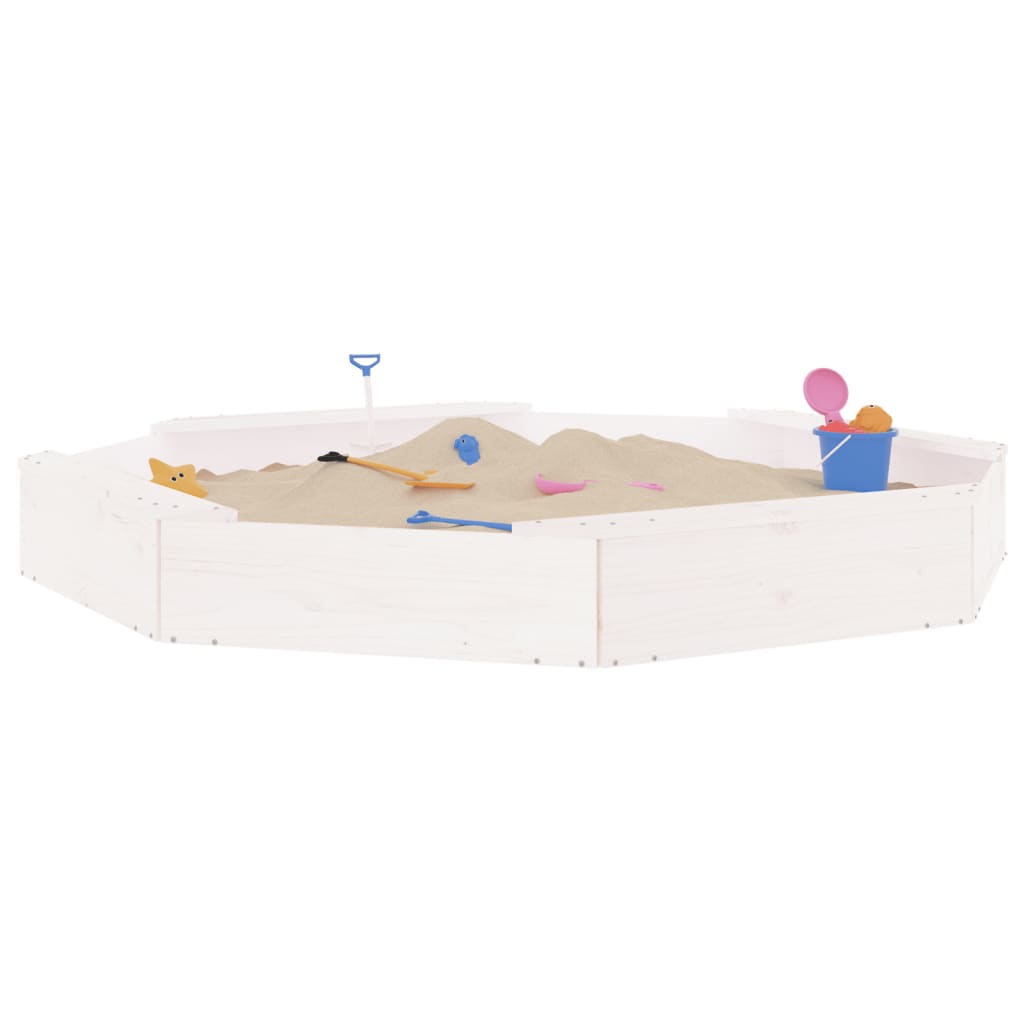 Sandbox White Solid Pine Wood Kids'size Durable Octagonal