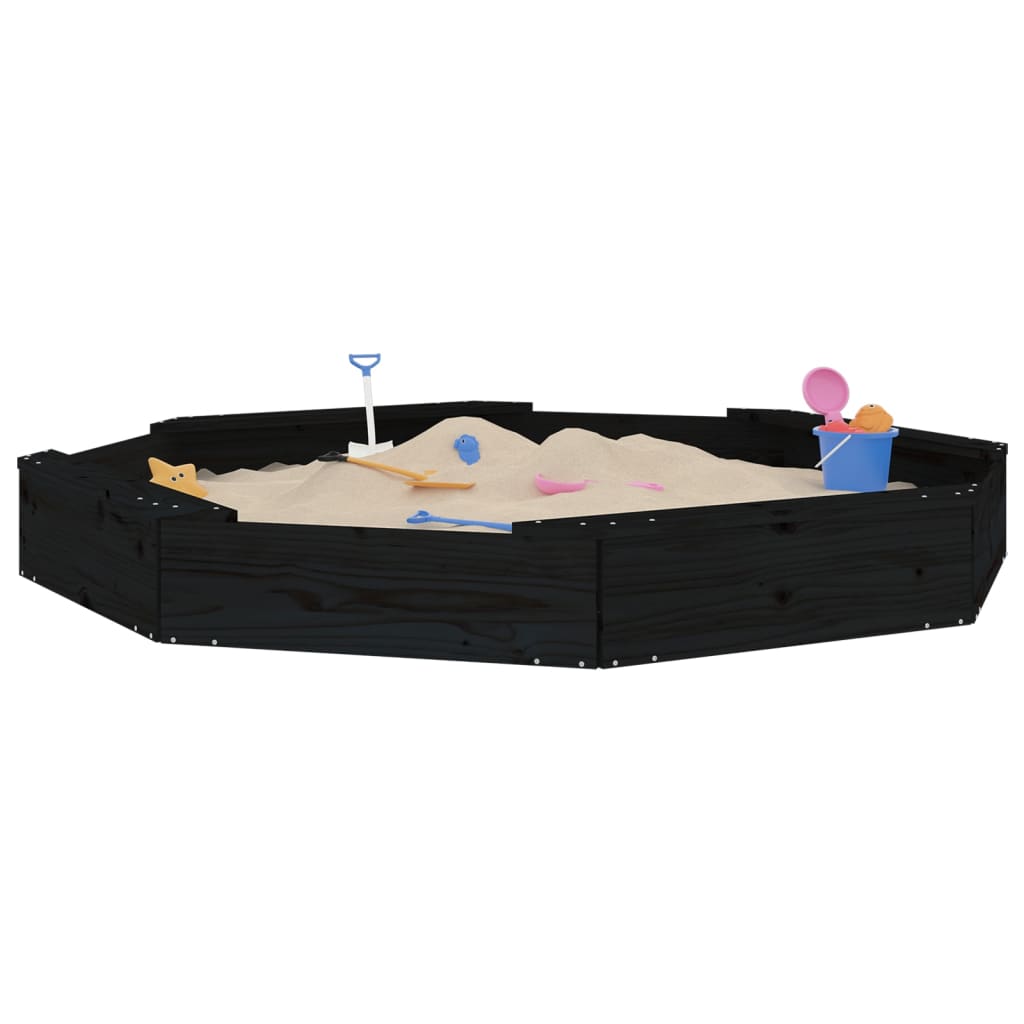 Sandbox Black Solid pine wood Large Seats Many Sandpit