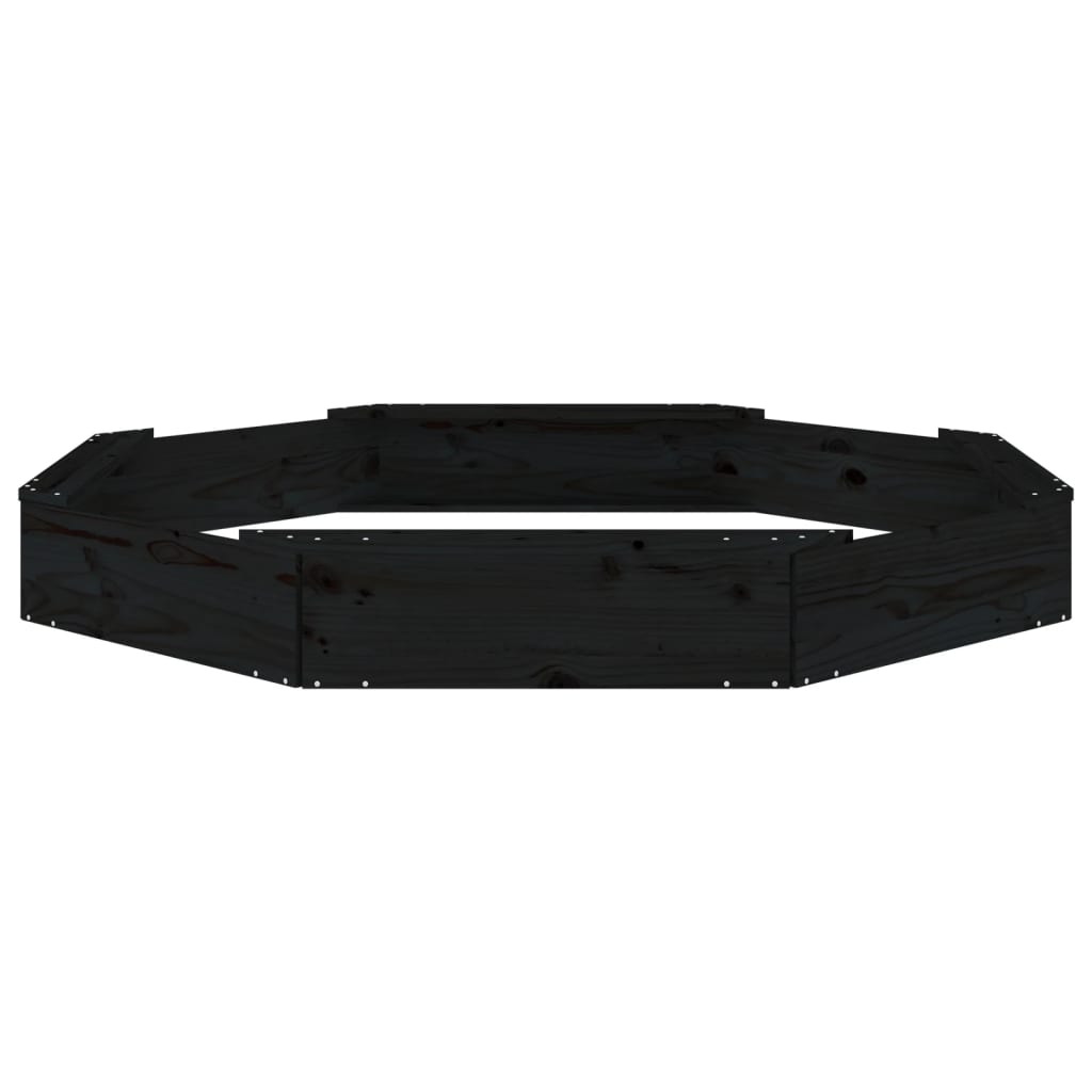 Sandbox Black Solid pine wood Large Seats Many Sandpit
