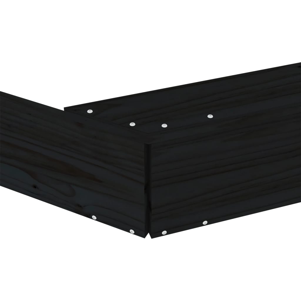 Sandbox Black Solid pine wood Large Seats Many Sandpit