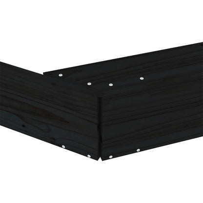 Sandbox Black Solid pine wood Large Seats Many Sandpit