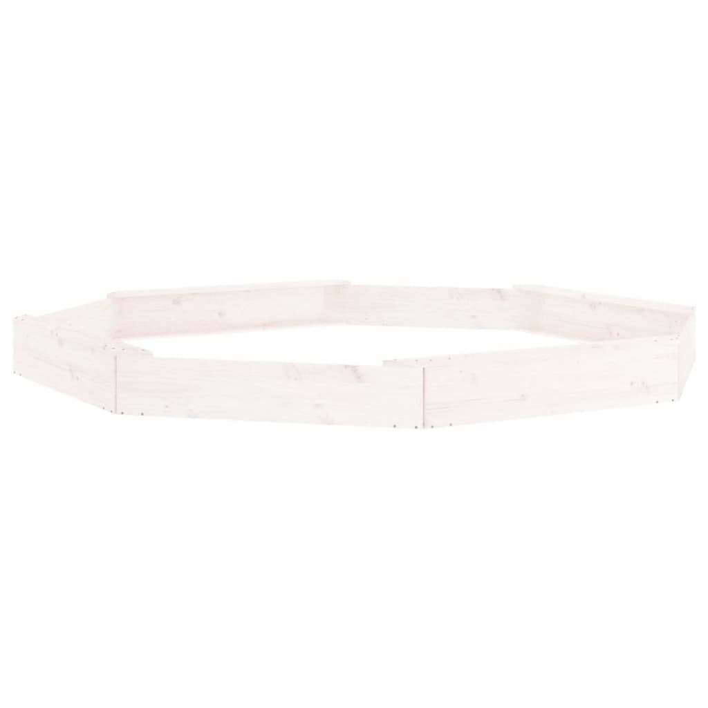 Sandbox White Solid pine wood Large Durable Sandpit Octagonal