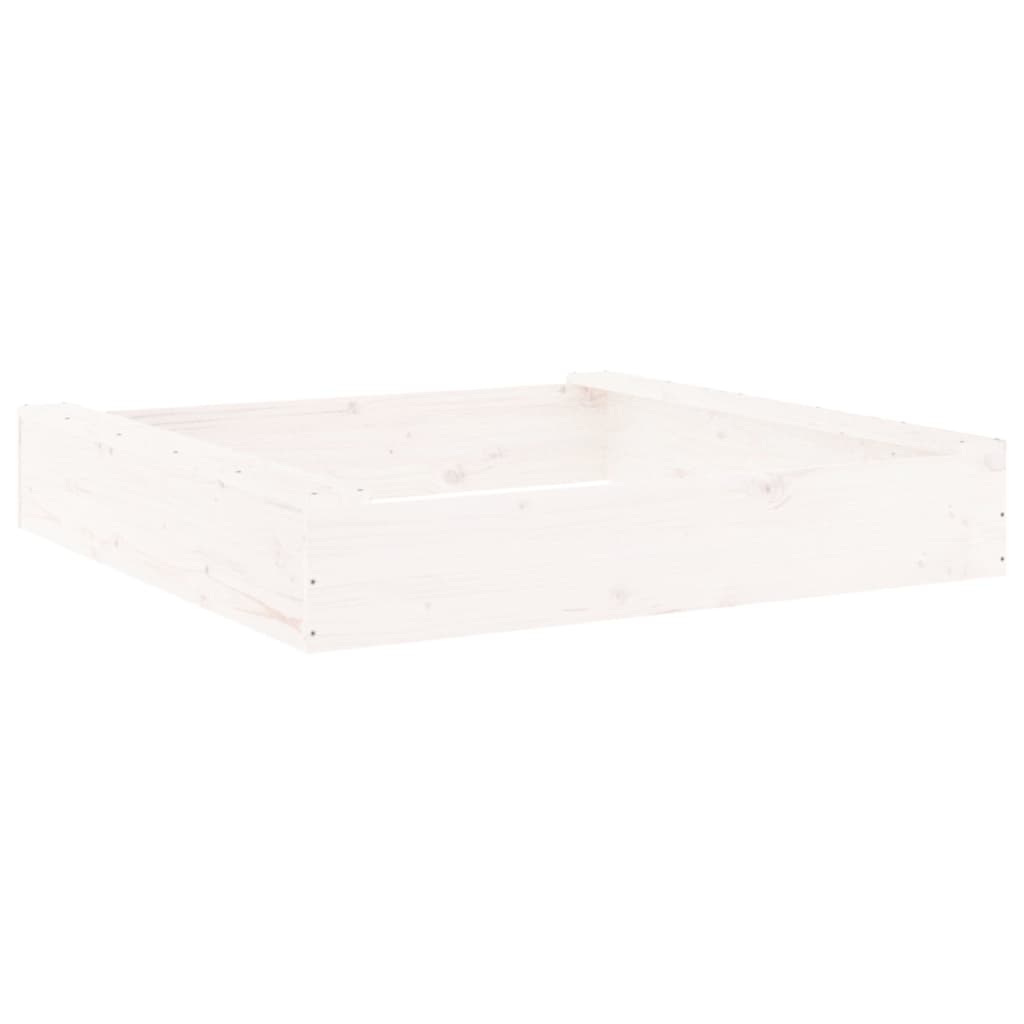 Sandbox White Solid pine wood Medium Sandbox Square Rustic