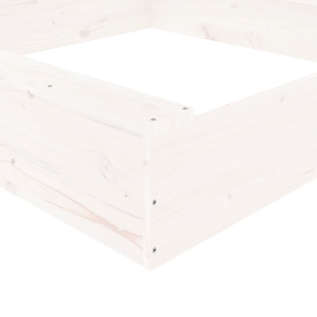 Sandbox White Solid pine wood Medium Sandbox Square Rustic