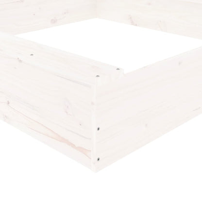 Sandbox White Solid pine wood Medium Sandbox Square Rustic