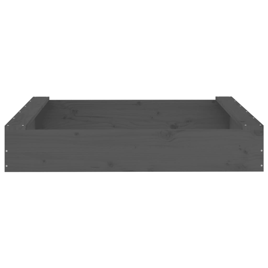 Sandbox Gray Solid Pine Wood Medium Durable Sandbox Square
