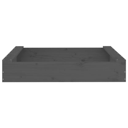 Sandbox Gray Solid Pine Wood Medium Durable Sandbox Square