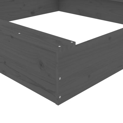 Sandbox Gray Solid Pine Wood Medium Durable Sandbox Square
