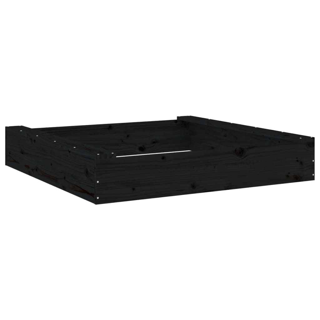 Sandbox Black Solid Pine Wood Medium Durable Square Rustic