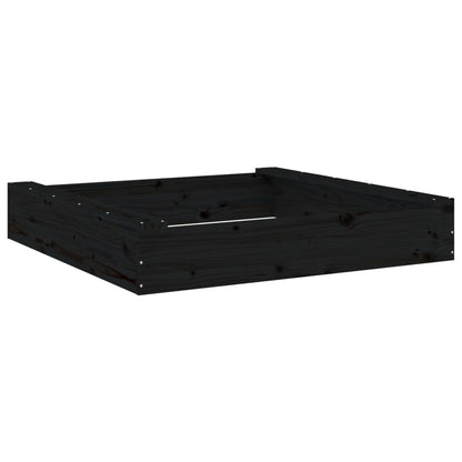 Sandbox Black Solid Pine Wood Medium Durable Square Rustic