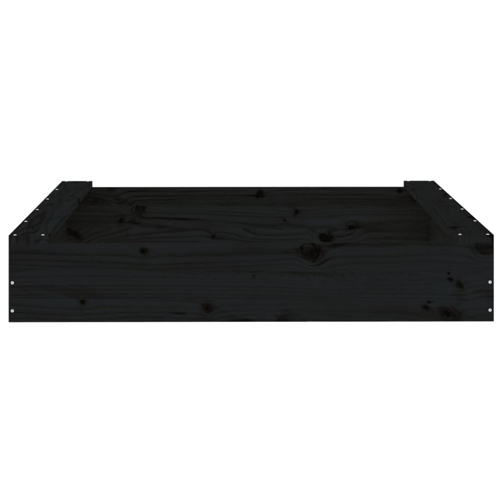 Sandbox Black Solid Pine Wood Medium Durable Square Rustic