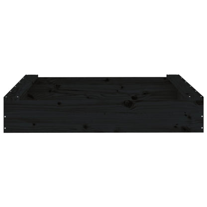 Sandbox Black Solid Pine Wood Medium Durable Square Rustic