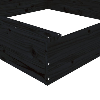 Sandbox Black Solid Pine Wood Medium Durable Square Rustic