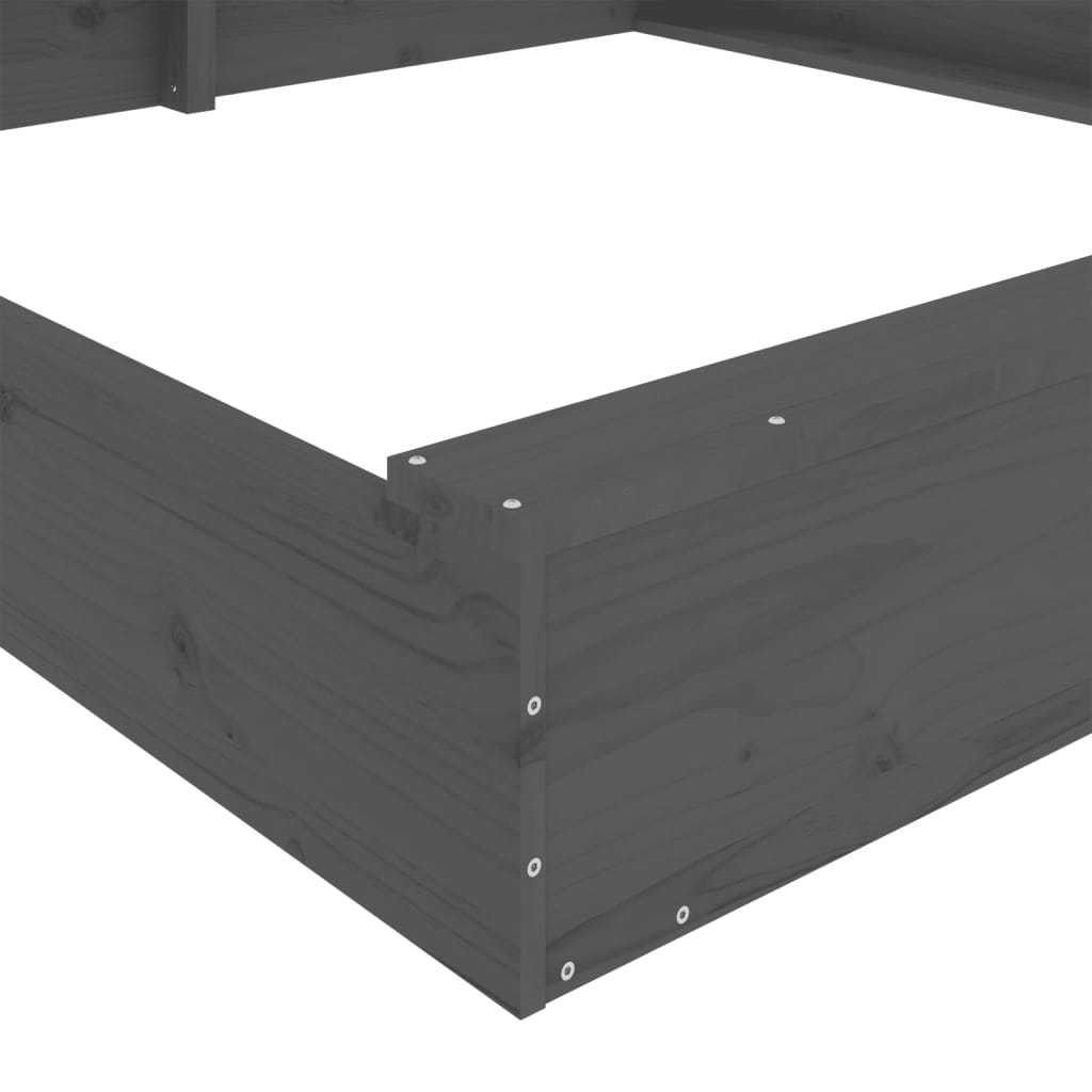Sandbox Grey Solid pine wood 78.7 in x 78.7 in x 7.9 in Durable