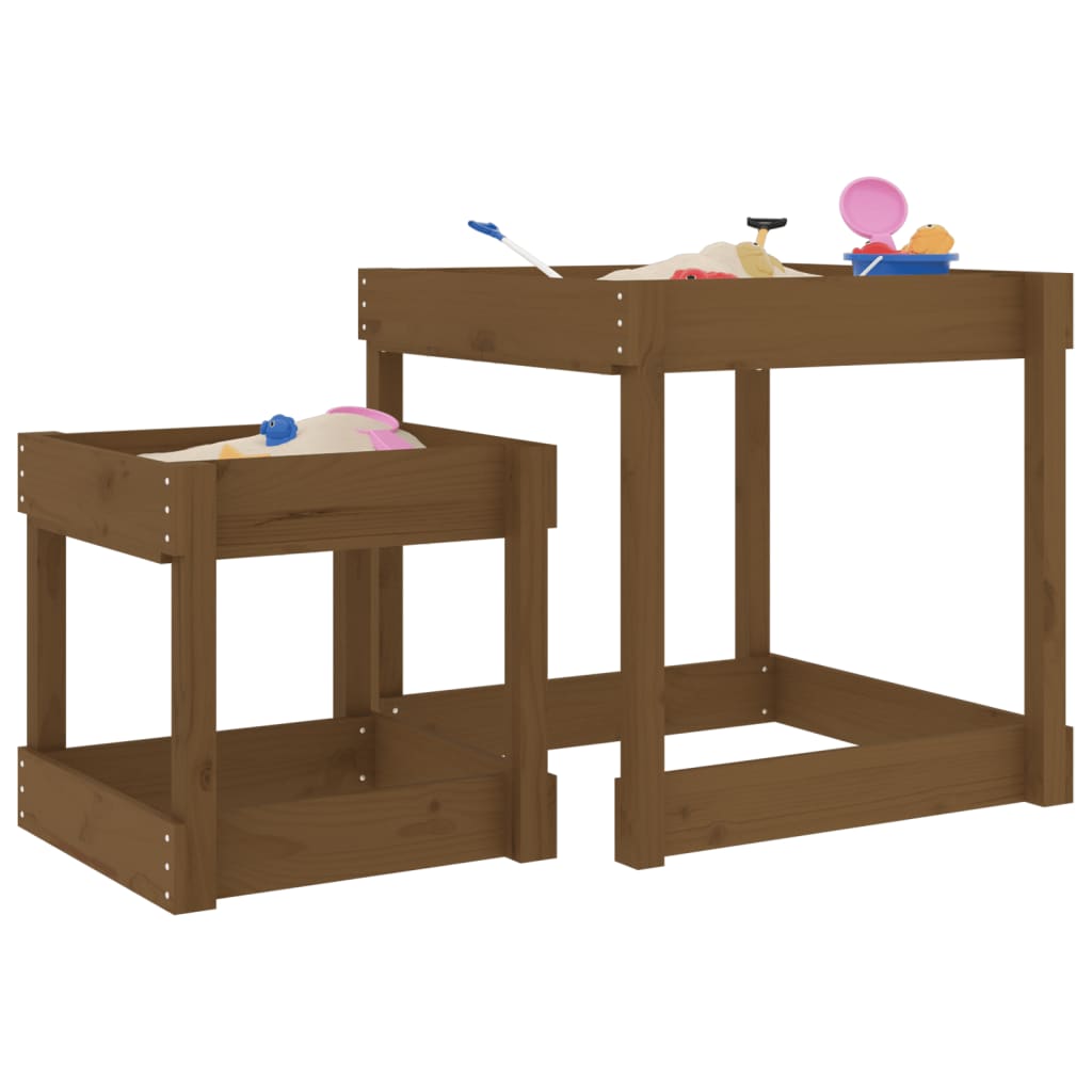Sand Table Honey brown Solid pine wood Large and small Stackable