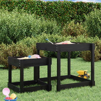 Sand Table Black Solid pine wood Medium Stackable Sand Table