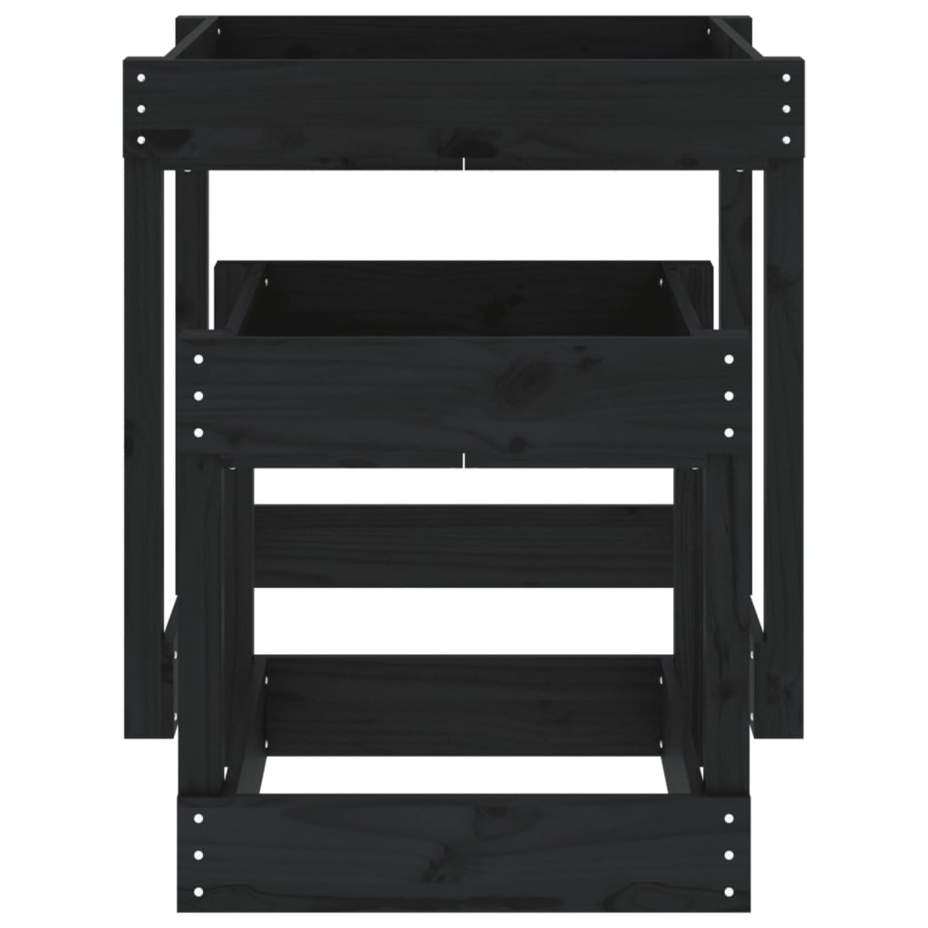 Sand Table Black Solid pine wood Medium Stackable Sand Table