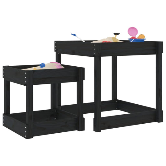Sand Table Black Solid pine wood Medium Stackable Sand Table