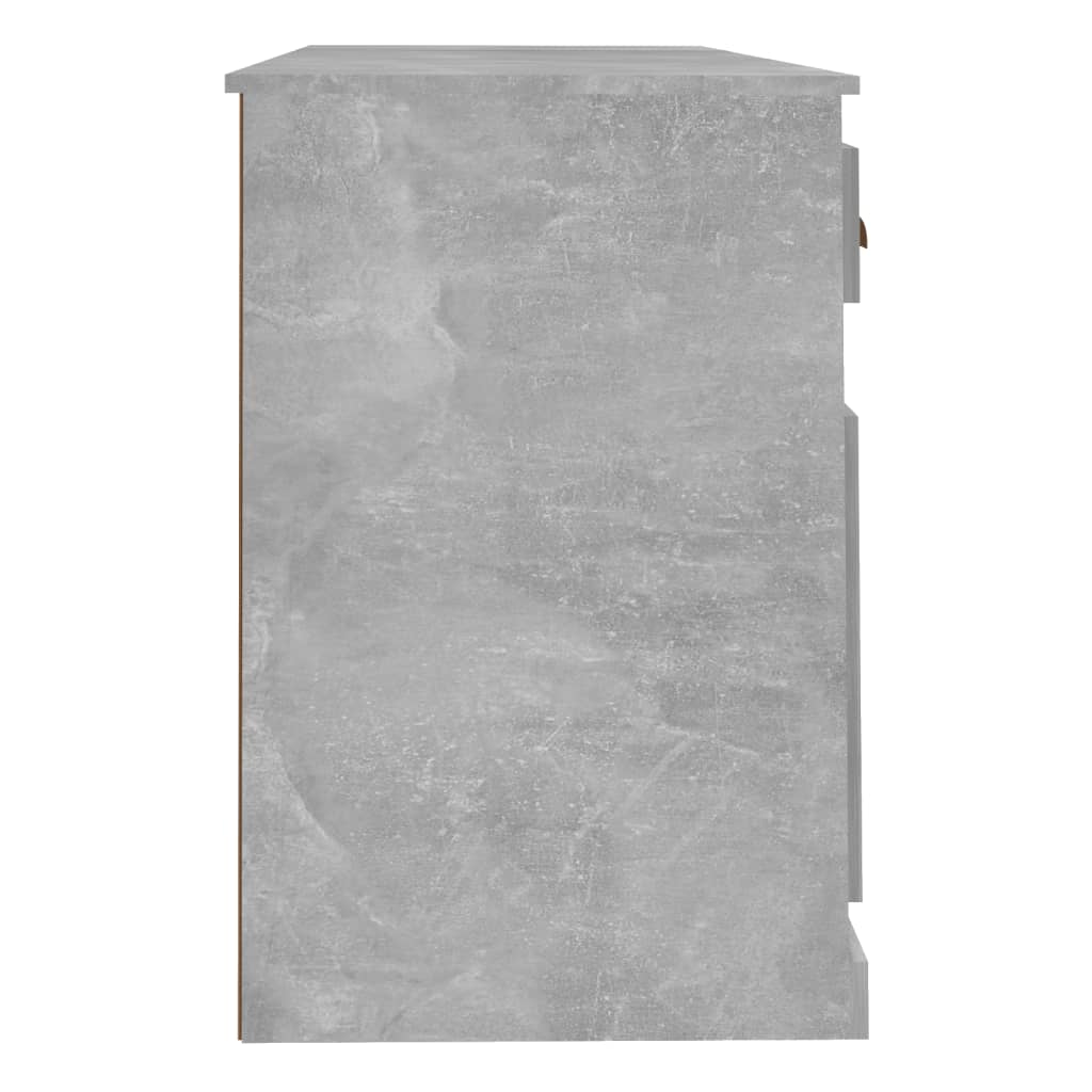 Desk With Cabinet Concrete Grey Engineered Wood Large