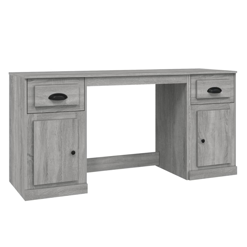 Desk With Cabinet Grey Sonoma Engineered Wood Large
