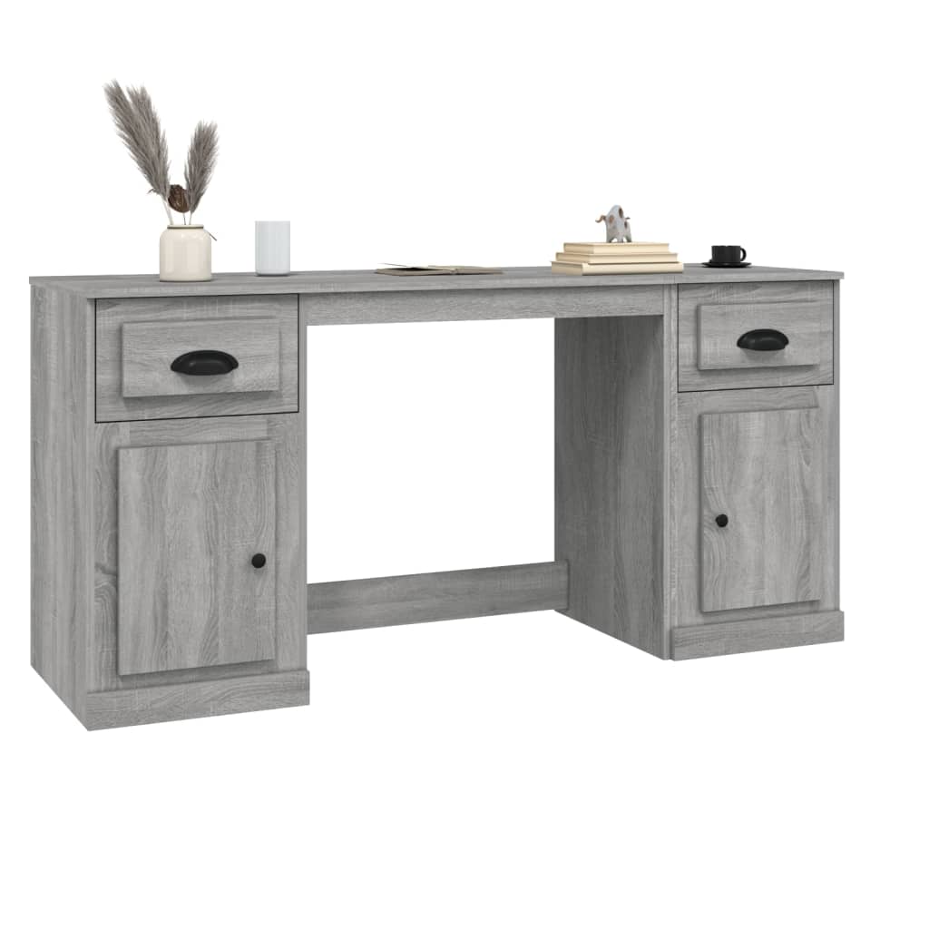 Desk With Cabinet Grey Sonoma Engineered Wood Large