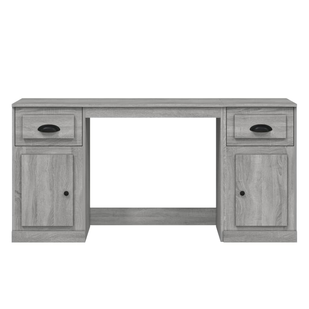 Desk With Cabinet Grey Sonoma Engineered Wood Large
