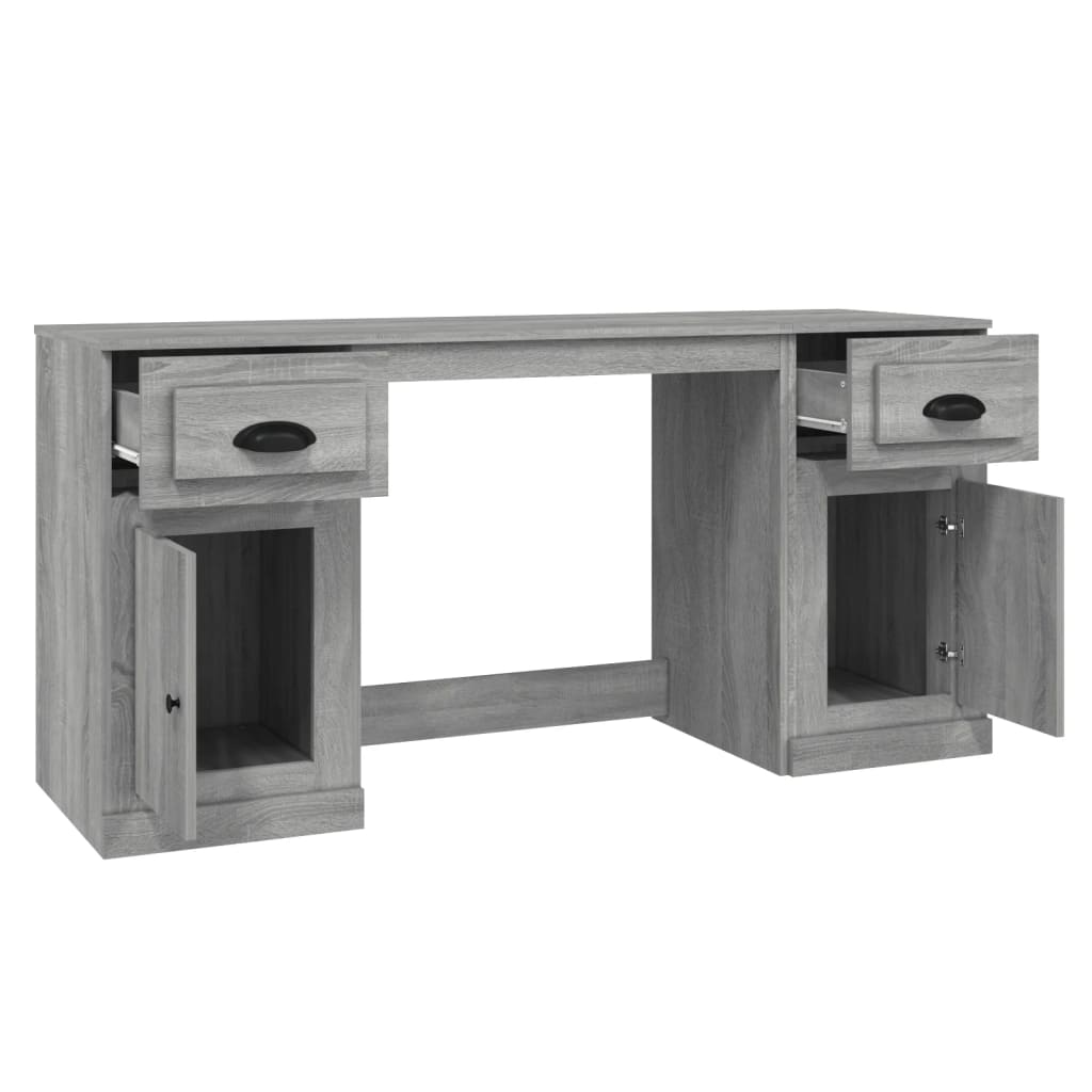 Desk With Cabinet Grey Sonoma Engineered Wood Large