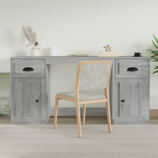 Desk With Cabinet Grey Sonoma Engineered Wood Large