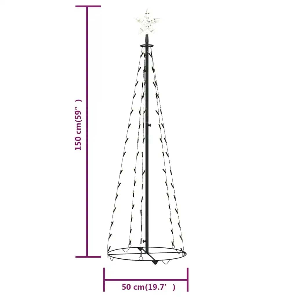 Christmas Cone Tree Warm White 84 LEDs Decoration 19.7"x59.1"