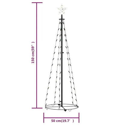 Christmas Cone Tree Warm White 84 LEDs Decoration 19.7"x59.1"