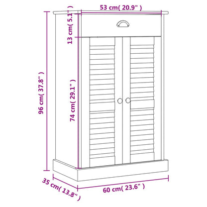 Shoe Cabinet VIGO 23.6"x13.8"x37.8" Solid Wood Pine