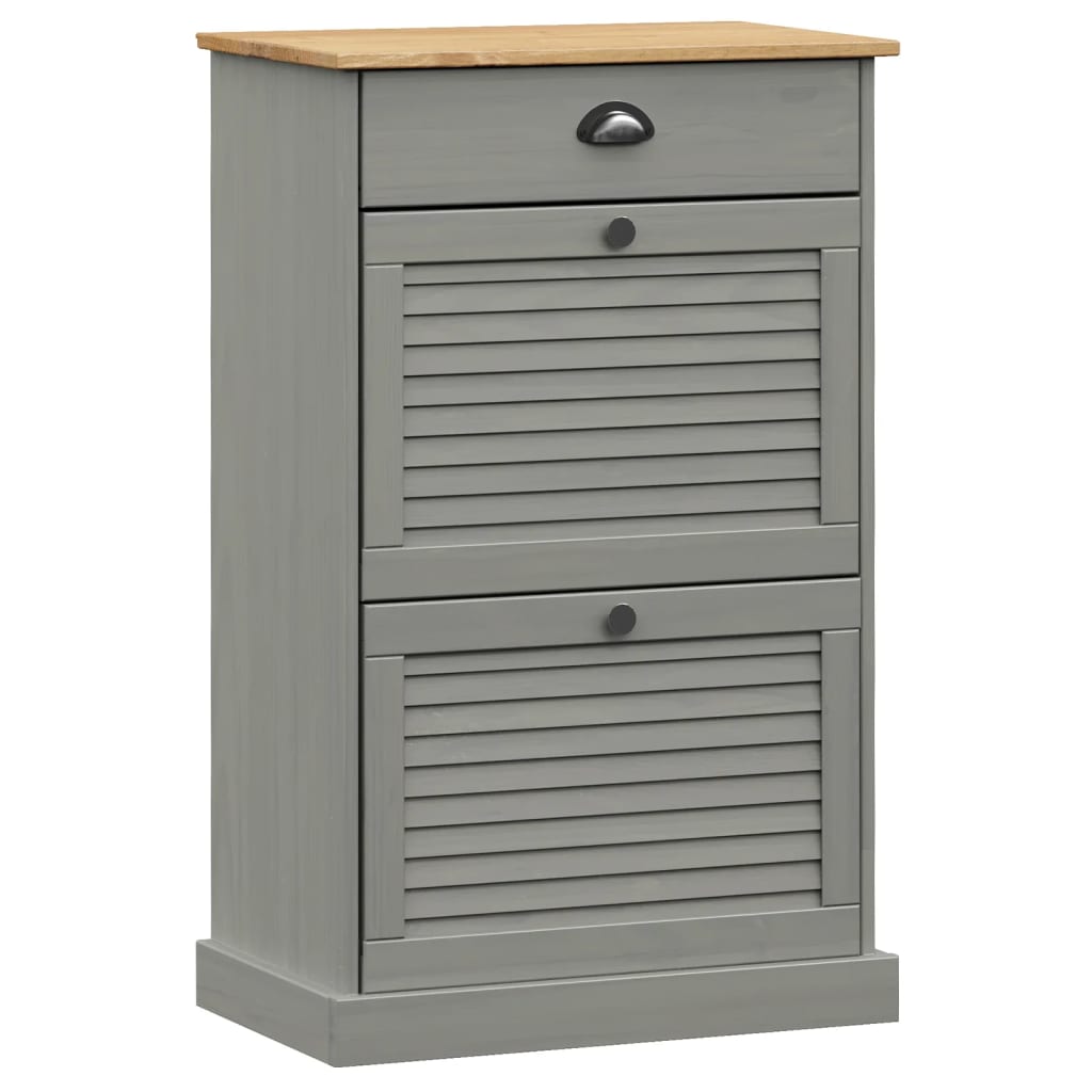 Shoe Cabinet VIGO 23.6"x13.8"x37.8" Gray Solid Wood Pine